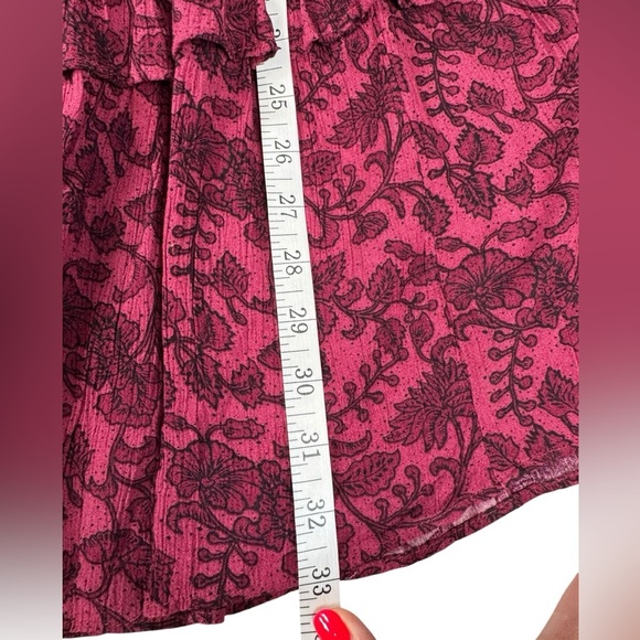 American Eagle Boho Floral Tiered Mini Dress M Tassel Keyhole Cottagecore B173 - Picture 9 of 9